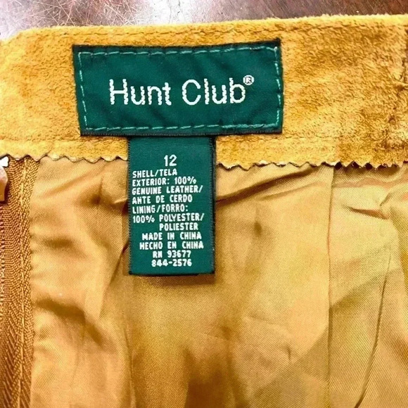 Hunt Club Womens 100% Camel Suede Leather skirt Size 12 - Picture 2 of 6